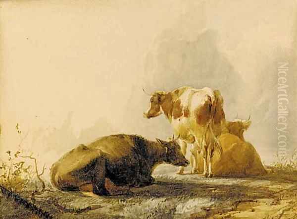 Cattle resting 2 Oil Painting by Thomas Sidney Cooper