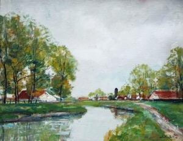 Niederrheinische Landschaft Oil Painting by Richard Falkenberg