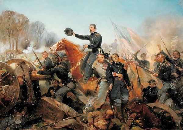 Battle of the Wilderness, Attack at Spotsylvania Court House, Virginia, 1865 Oil Painting by Alonzo Chappel