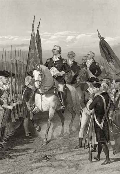 George Washington taking command of the Army, 1775, from 'Life and Times of Washington', Volume I, 1857 Oil Painting by Alonzo Chappel