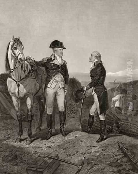 First meeting of George Washington and Alexander Hamilton, from 'Life and Times of Washington', Volume I, 1857 Oil Painting by Alonzo Chappel