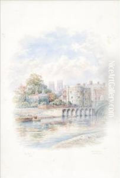 Minster, Roman Walls,york Water Tower, Minster, York River Ouse, Minster, York Oil Painting by George Fall