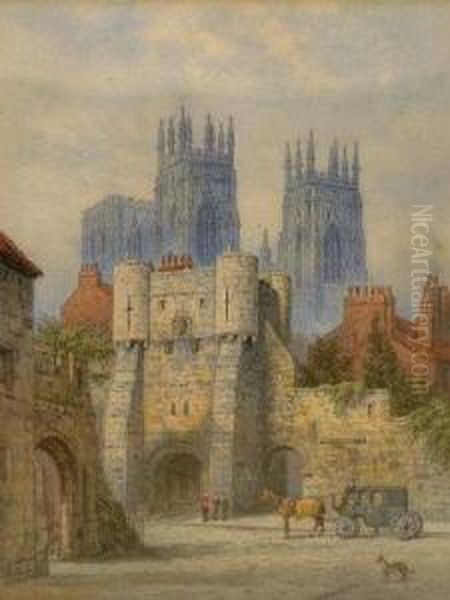 Roman Fortress Wall, 
St Leonard's Place, 
Withyork Cathedral In The Background Oil Painting by George Fall