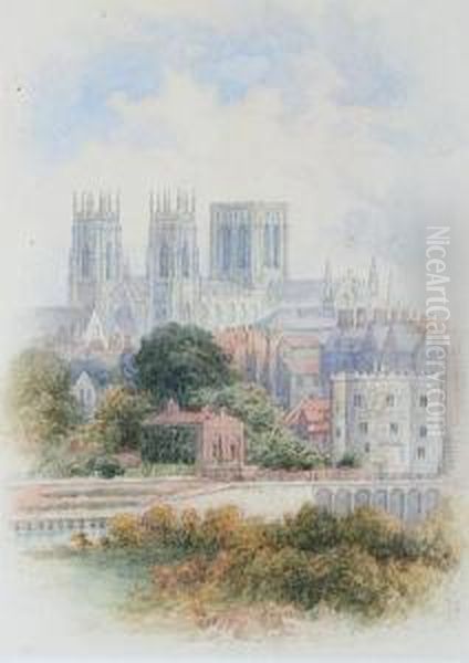 Marygate Tower With York Minster Beyond Oil Painting by George Fall