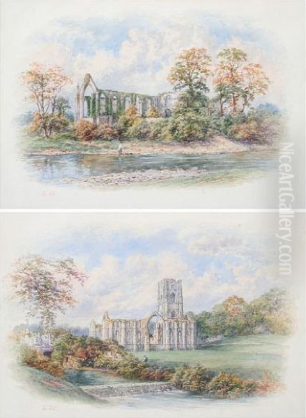 Fountains Abbey, North Yorkshire Oil Painting by George Fall