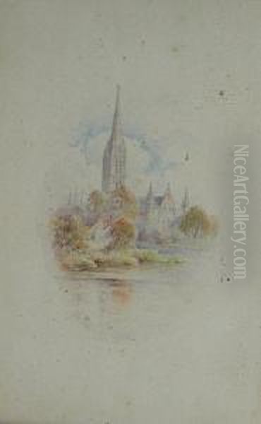 Church Possibly On The Ouse Oil Painting by George Fall