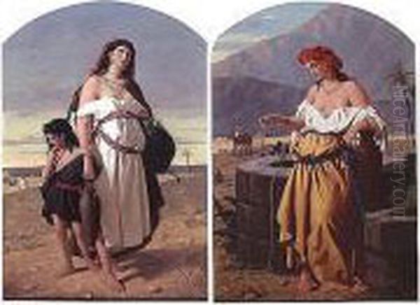 The Water Carriers Oil Painting by Enrico Fanfani