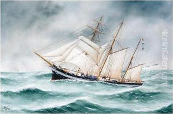 ````britannia' Off The Coast Oil Painting by J. Fannen