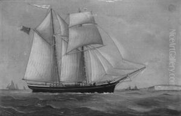 The Topsail Schooner Heinrich In The Channel Oil Painting by J. Fannen