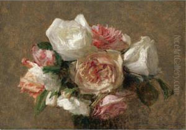 Vase De Roses Oil Painting by Victoria Dubourg Fantin-Latour