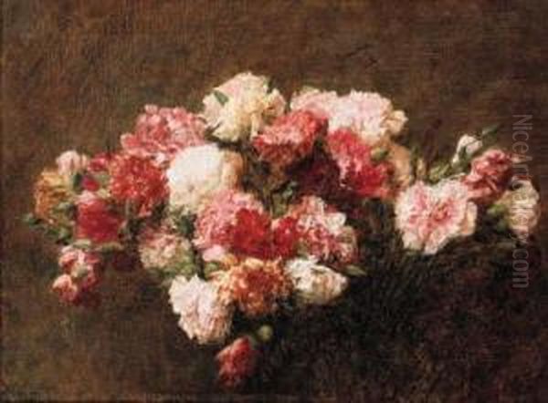 Red, Pink, White And Yellow Chrysanthemums Oil Painting by Victoria Dubourg Fantin-Latour