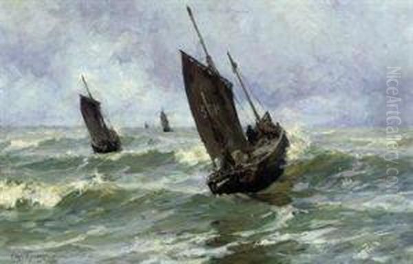 Off To The Fishing Grounds Oil Painting by Edgard Farasyn