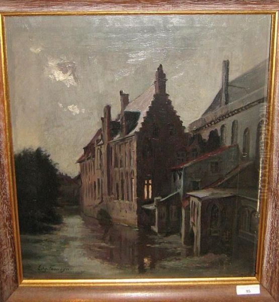 Vue Nocturne Oil Painting by Edgard Farasyn