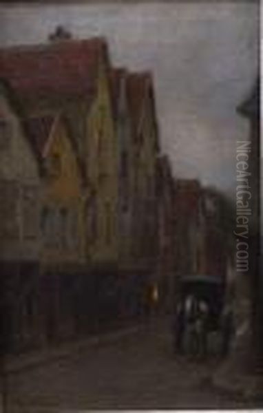 Antwerps Straatje In De Avondschemering Oil Painting by Edgard Farasyn