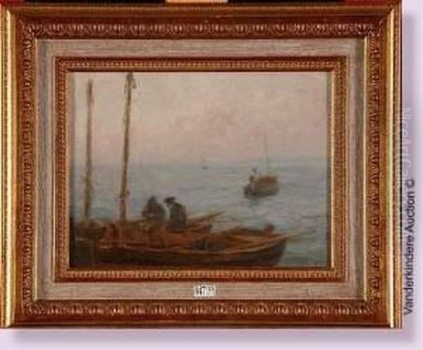 Pecheurs En Barques Oil Painting by Edgard Farasyn