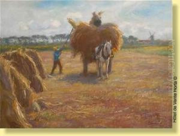 La Fenaison Oil Painting by Edgard Farasyn