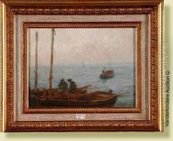 Pecheurs En Barques Oil Painting by Edgard Farasyn