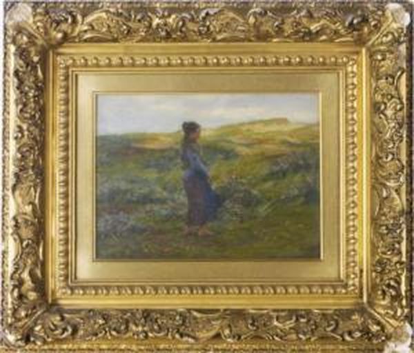 Girl In The Dunes Oil Painting by Edgard Farasyn