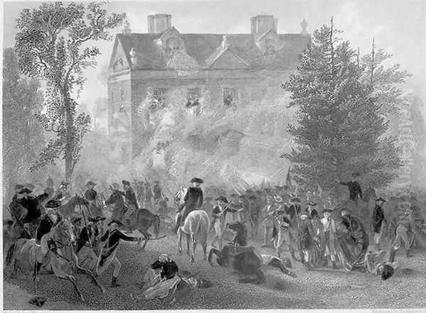 The Battle of Germantown at Chew House in 1777, c.1860 Oil Painting by Alonzo Chappel