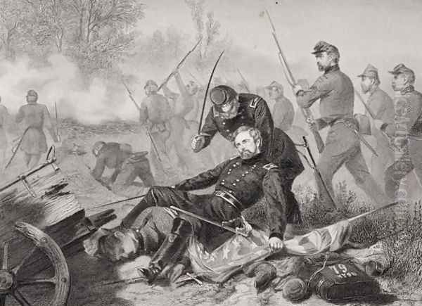 Death of General Isaac Stevens (1818-62) during the attack on Chantilly, Viriginia 1862 Oil Painting by Alonzo Chappel