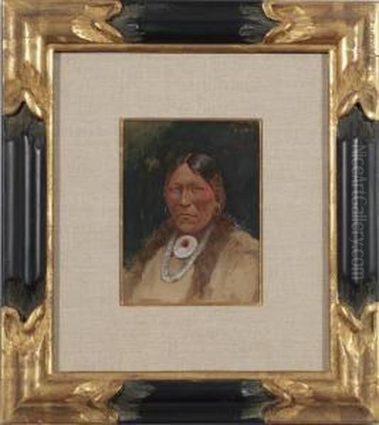 Indian Portrait Oil Painting by Henry Farny