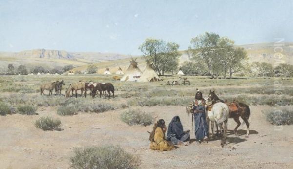 Indian Encampment Oil Painting by Henry Farny