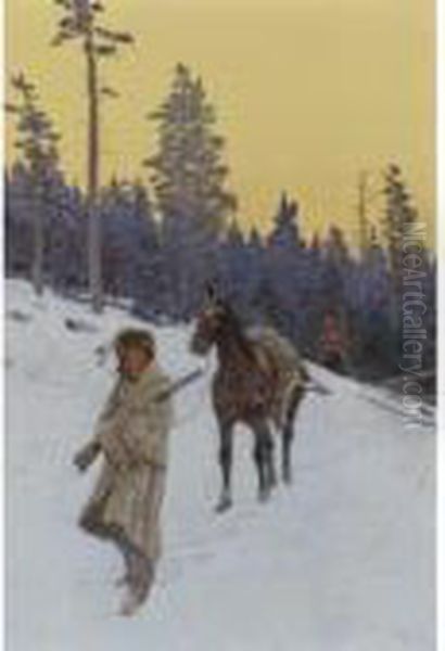 After The Hunt Oil Painting by Henry Farny