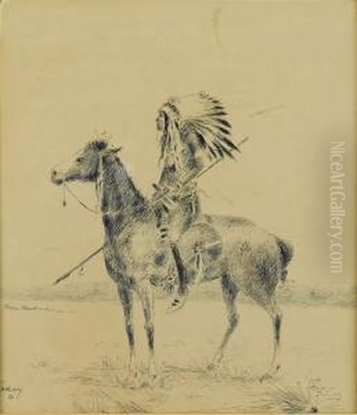 Indian Scout On Horseback Oil Painting by Henry Farny