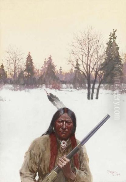 Hunter Oil Painting by Henry Farny