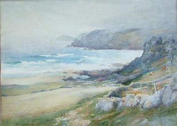 Fog Lifting From Cape Cornwall. Oil Painting by John Farquharson