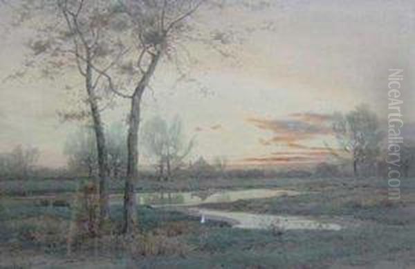 November Day' View On Long Island Oil Painting by Henry Farrer