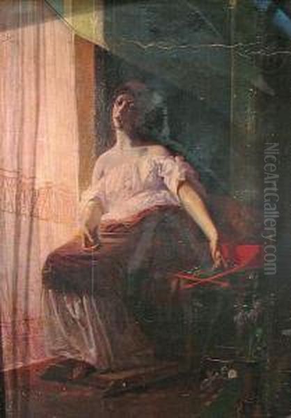 Woman By A Window Oil Painting by Federico Faruffini