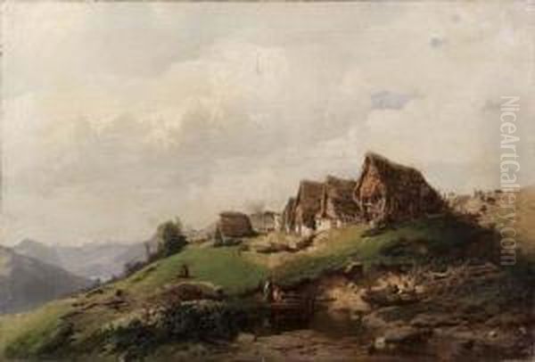 Paesaggio Alpestre Oil Painting by Gaetano Fasanotti