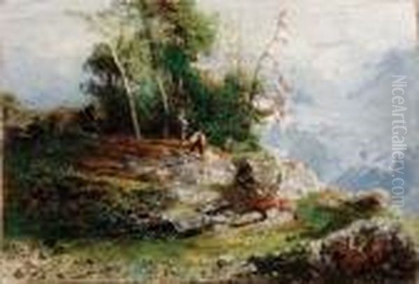 In Montagna - 1868 Oil Painting by Gaetano Fasanotti