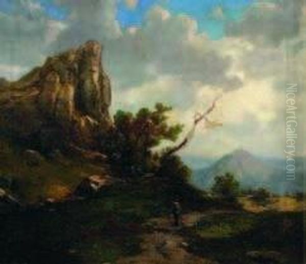 Paesaggio Montano Oil Painting by Gaetano Fasanotti