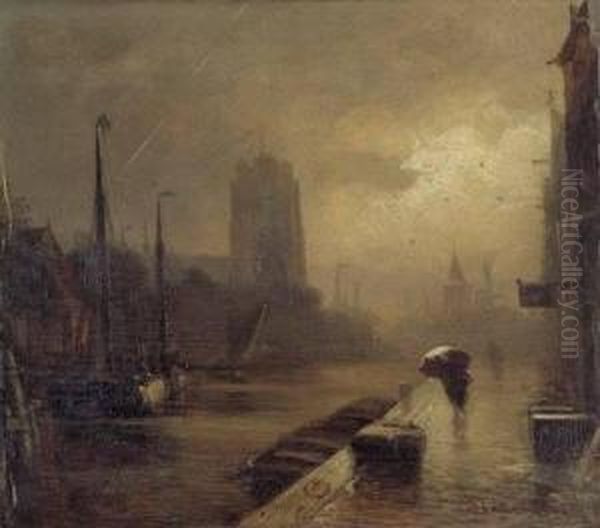 Gewitter Uber Amsterdam Oil Painting by Viggo Fauerholdt