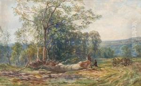 Felling Oaks, Colney Halch Oil Painting by John Faulkner