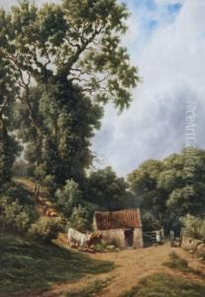 The Little Cow Herd, Glendalough, Co. Wicklow Oil Painting by John Faulkner