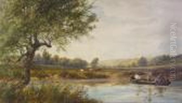 A Reach On The Avon - Stonleigh, Warrick Oil Painting by John Faulkner