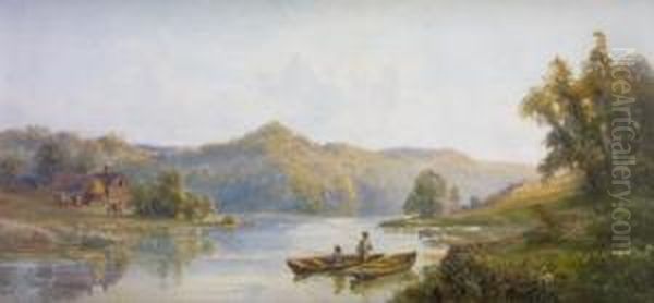 On The Avon Near Stoneleigh, Warwick Oil Painting by John Faulkner