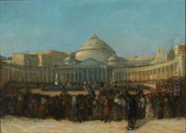 Napoleon And His Troops In Front Of The Pantheon Oil Painting by Amandus Faure