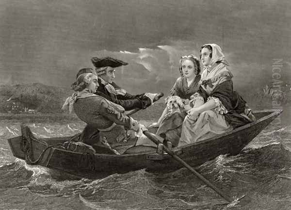 Lady Harriet Ackland on her way to visit the camp of General Gates, from 'Life and Times of Washington', Volume I, 1857 Oil Painting by Alonzo Chappel