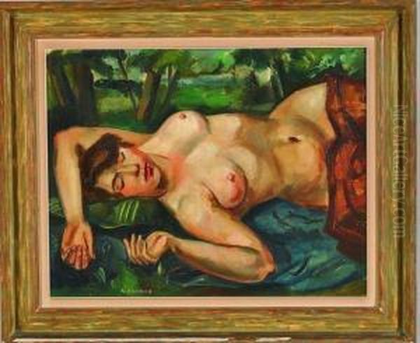 femme Nue Endormie Oil Painting by Andre Favory