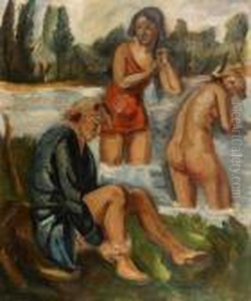 Trois Baigneuses Oil Painting by Andre Favory