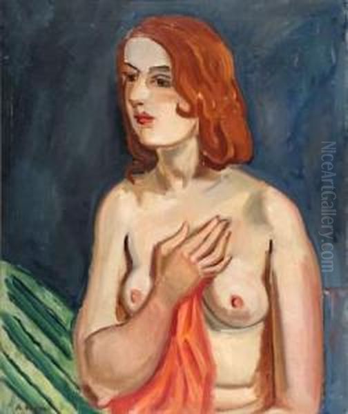 Femme Rousse Aux Seins Nus Oil Painting by Andre Favory