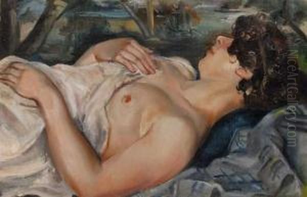 Femme Nue Allongee Oil Painting by Andre Favory