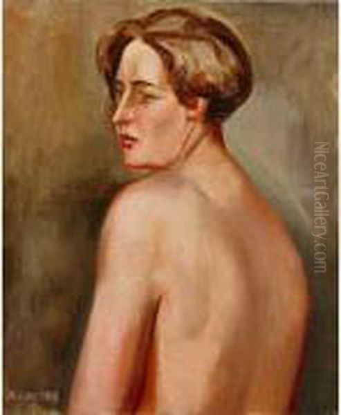 Portrait De Femme De Dos Oil Painting by Andre Favory