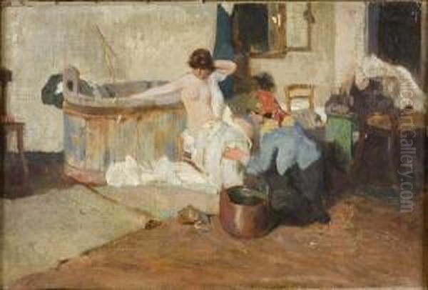 Dopo Il Bagno Oil Painting by Giacomo Favretto