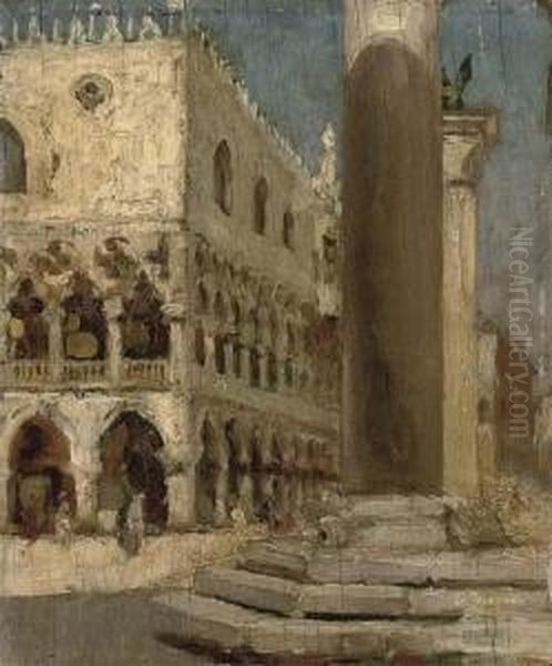 Piazza San Marco Oil Painting by Giacomo Favretto