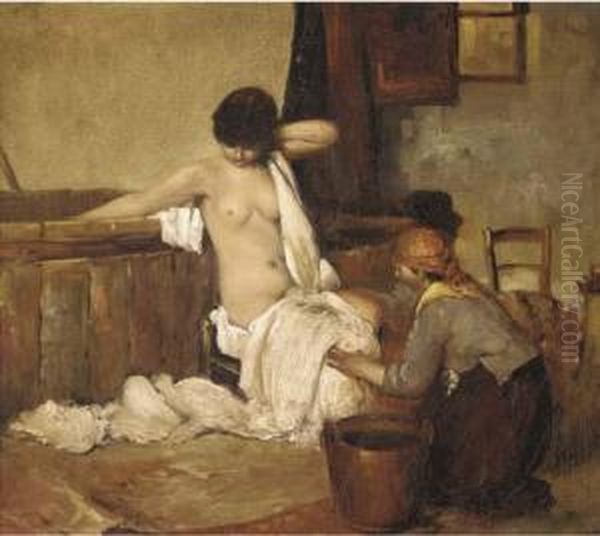 Dopo Il Bagno Oil Painting by Giacomo Favretto